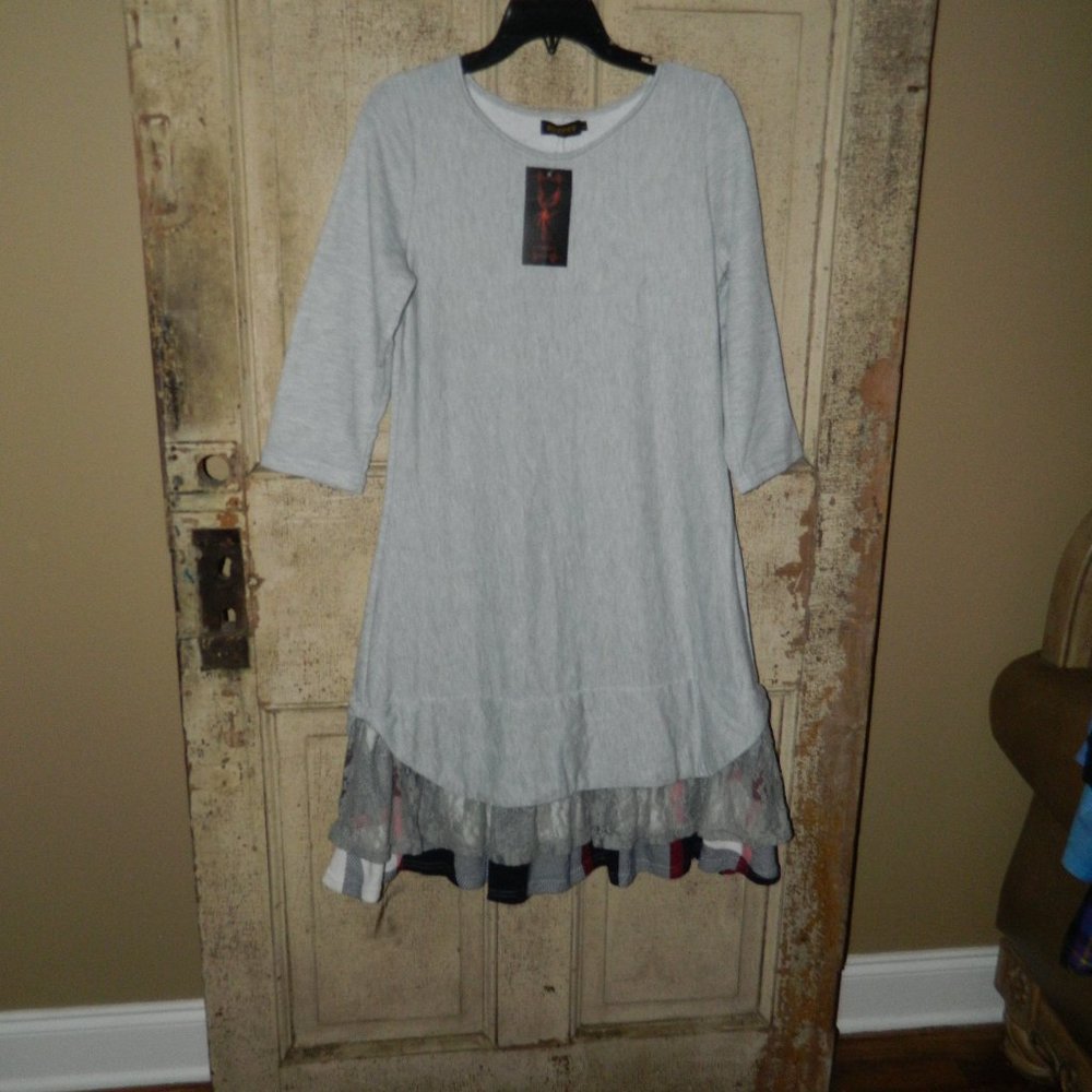 Reborn Sweatshirt Layered Ruffle Dress Size Large (AA-21)
